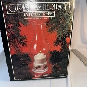 Pfaltzgraff "Christmas Heritage" Hurricane Lamp Tea Light Candle Table Light IOB